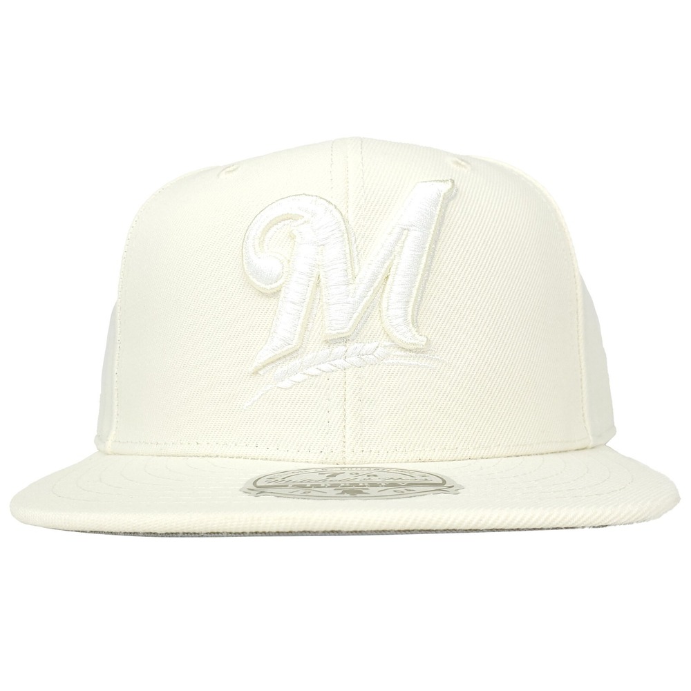 Milwaukee Brewers Mitchell & Ness‎ MLB Fitted 7 3/8 Liberty Hat Cap 3D Logo NWT